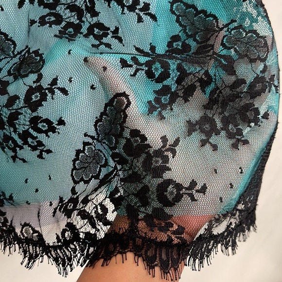 Vintage Victoria’s Secret Teal Black Mesh Lace M Babydoll slip dress Y2K - Picture 4 of 6